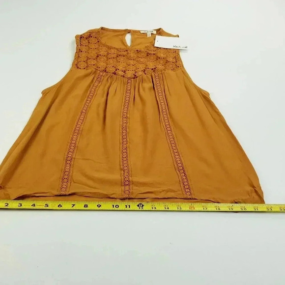 Bleuh Ciel Small Women's Burnt Orange Floral Crochet Lace Rayon Tank Top - Picture 4 of 8